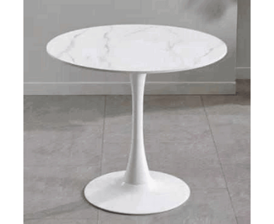 Стол керамический ARIEL-1K SQT-1K белый D90, каркас белый, изображение 2 | Интернет магазин мебели и декора LifeDekor