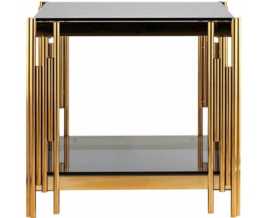 Столик журнальный CONTI тонированное стекло 55*55*55, каркас золото, изображение 4 | Интернет магазин мебели и декора LifeDekor