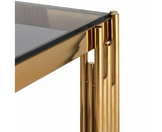 Столик журнальный CONTI тонированное стекло 55*55*55, каркас золото, изображение 3 | Интернет магазин мебели и декора LifeDekor