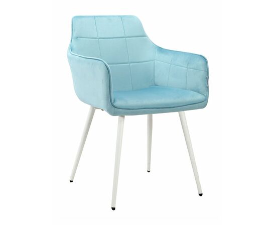 Стул STELLA велюр аквамарин, каркас белый | Интернет магазин мебели и декора LifeDekor
