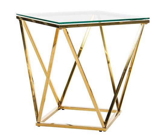 Столик журнальный CELESTE прозрачное стекло 50*50*55, каркас золото | Интернет магазин мебели и декора LifeDekor