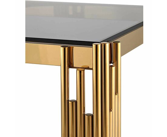 Столик журнальный CONTI тонированное стекло 55*55*55, каркас золото, изображение 2 | Интернет магазин мебели и декора LifeDekor