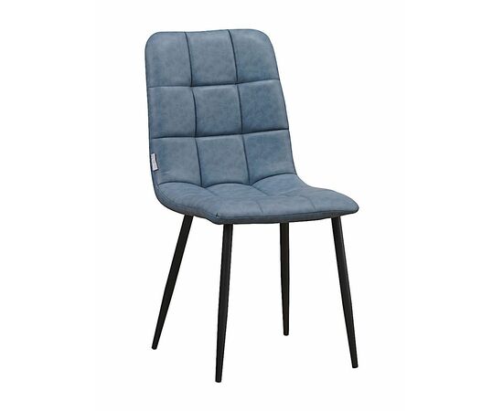 Стул LUCAS экокожа голубой, каркас круглый черный | Интернет магазин мебели и декора LifeDekor