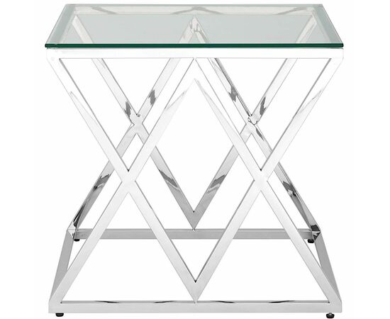 Столик журнальный LIVIA прозрачное стекло 55*55*55, каркас серебро, изображение 2 | Интернет магазин мебели и декора LifeDekor