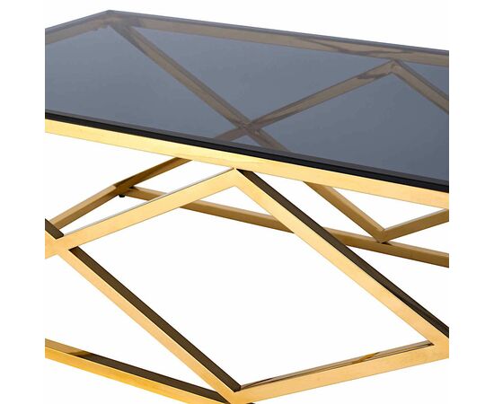 Столик журнальный SYMPHONY тонированное стекло 120*60*40, каркас золото, изображение 4 | Интернет магазин мебели и декора LifeDekor