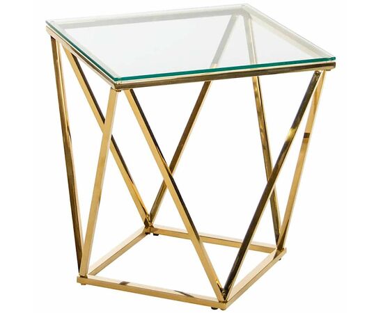 Столик журнальный CELESTE прозрачное стекло 50*50*55, каркас золото, изображение 4 | Интернет магазин мебели и декора LifeDekor