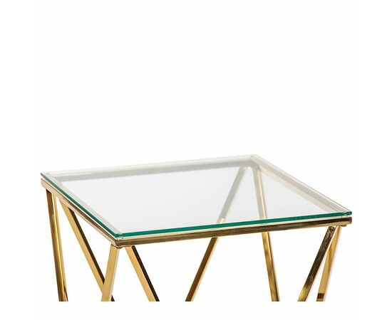 Столик журнальный CELESTE прозрачное стекло 50*50*55, каркас золото, изображение 2 | Интернет магазин мебели и декора LifeDekor
