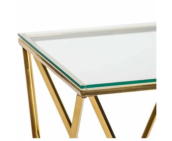 Столик журнальный CELESTE прозрачное стекло 50*50*55, каркас золото, изображение 3 | Интернет магазин мебели и декора LifeDekor