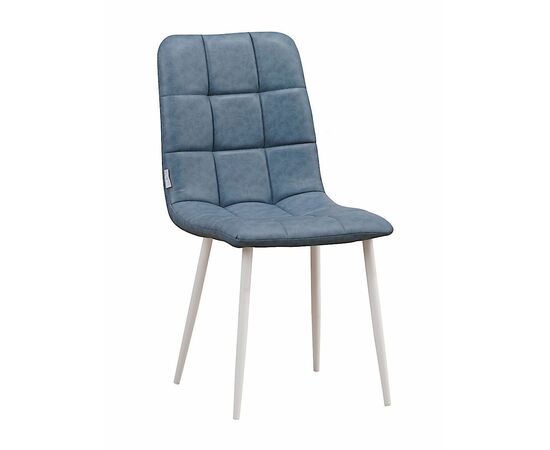 Стул LUCAS экокожа голубой, каркас круглый белый | Интернет магазин мебели и декора LifeDekor