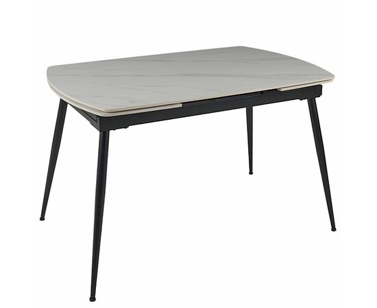 Стол керамический TEXAS  WHITE MARBLE MATT 120, каркас черный, изображение 2 | Интернет магазин мебели и декора LifeDekor