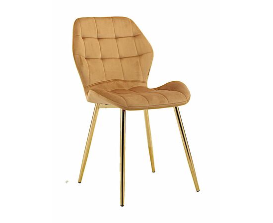 Стул LOLA велюр кэмел, каркас золото | Интернет магазин мебели и декора LifeDekor