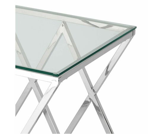 Столик журнальный LIVIA прозрачное стекло 55*55*55, каркас серебро, изображение 5 | Интернет магазин мебели и декора LifeDekor