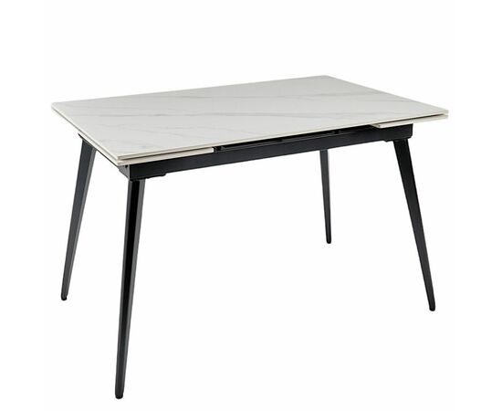 Стол керамический DENVER  WHITE MARBLE MATT 120, каркас черный, изображение 2 | Интернет магазин мебели и декора LifeDekor