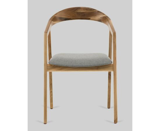 Стул Вудмилан каркас дерево цвет натуральный орех рогожка серый, изображение 3 | Интернет магазин мебели и декора LifeDekor