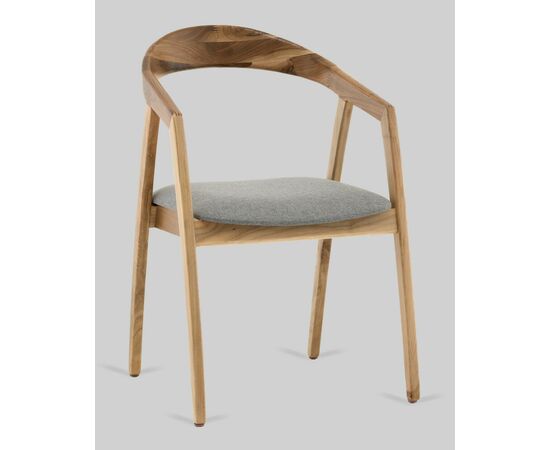 Стул Вудмилан каркас дерево цвет натуральный орех рогожка серый, изображение 2 | Интернет магазин мебели и декора LifeDekor