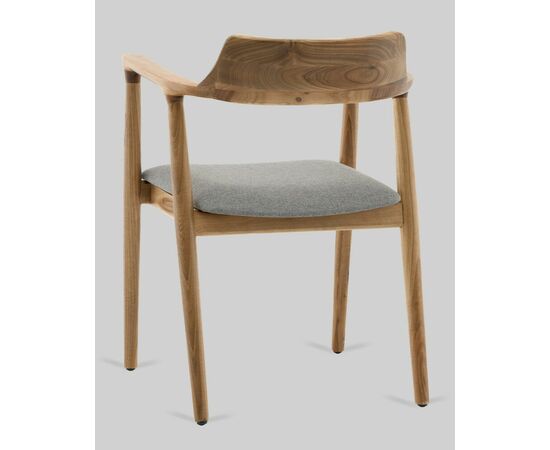 Стул Вудримини каркас дерево цвет натуральный орех рогожка серый, изображение 6 | Интернет магазин мебели и декора LifeDekor
