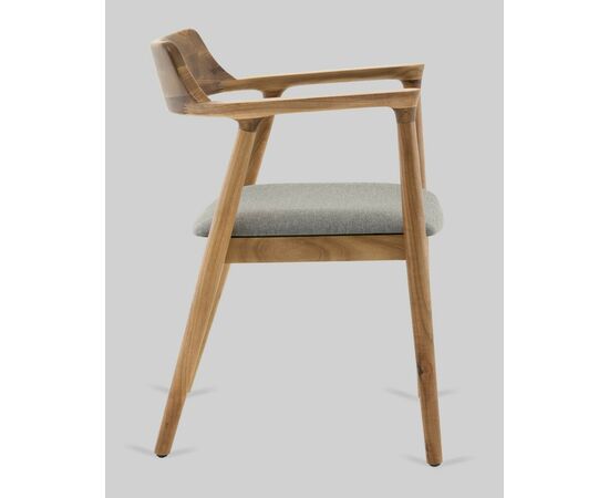 Стул Вудримини каркас дерево цвет натуральный орех рогожка серый, изображение 4 | Интернет магазин мебели и декора LifeDekor