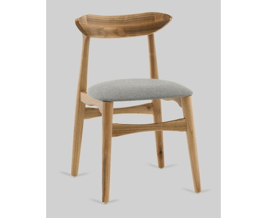 Стул Вудсимпл каркас дерево цвет натуральный орех рогожка серый, изображение 2 | Интернет магазин мебели и декора LifeDekor