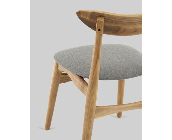 Стул Вудсимпл каркас дерево цвет натуральный орех рогожка серый, изображение 7 | Интернет магазин мебели и декора LifeDekor