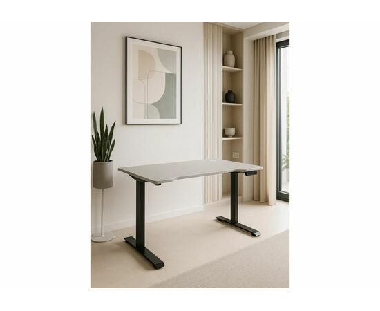 Компьютерный стол Маркос 140х80 светло-серый / черный, изображение 2 | Интернет магазин мебели и декора LifeDekor