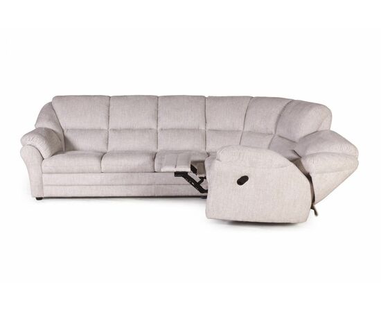 San-Remo угловой диван-кровать с реклайнером, микромех Rozy ivory, изображение 3 | Интернет магазин мебели и декора LifeDekor