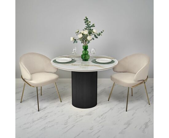 Стол Aura D110, керамогранит Calacatte gold мрамор, чёрный, изображение 15 | Интернет магазин мебели и декора LifeDekor