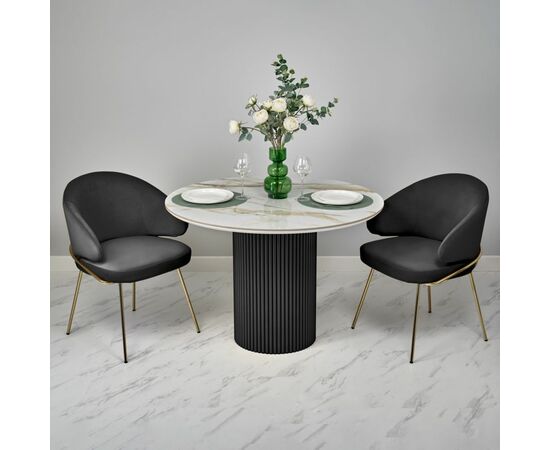 Стол Aura D110, керамогранит Calacatte gold мрамор, чёрный, изображение 14 | Интернет магазин мебели и декора LifeDekor