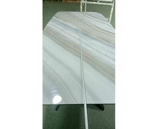 Стол DikLine KS220 керамика бежевый мрамор JA687 глянец Jasmin/опоры черные (2 уп.), изображение 3 | Интернет магазин мебели и декора LifeDekor