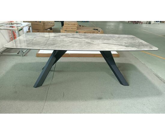 Стол DikLine KS220 керамика серый мрамор С20 глянец /опоры черные, изображение 3 | Интернет магазин мебели и декора LifeDekor