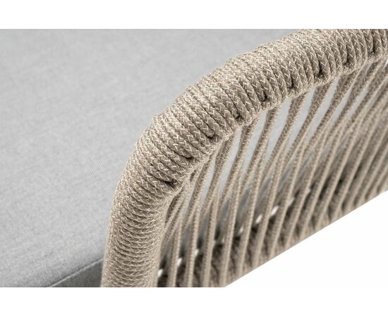 "Лион" стул плетеный из роупа, каркас алюминий светло-серый (RAL7035) муар, роуп серый меланж круглый, ткань светло-серая, изображение 4 | Интернет магазин мебели и декора LifeDekor