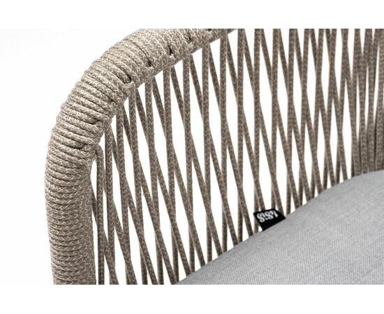 "Лион" стул плетеный из роупа, каркас алюминий светло-серый (RAL7035) муар, роуп серый меланж круглый, ткань светло-серая, изображение 5 | Интернет магазин мебели и декора LifeDekor