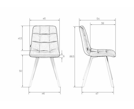 Стул обеденный DOBRIN ALEX SQUARE, черные матовые ножки, кремовый велюр (V108-113), Вариант: черные матовые ножки, кремовый велюр (V108-113), изображение 12 | Интернет магазин мебели и декора LifeDekor