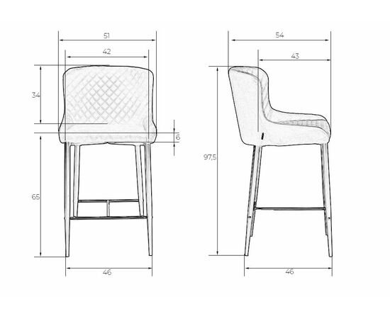 Стул полубарный DOBRIN CHRISTIAN'65, черные ножки, бордовый велюр (V108-85), Вариант: черные ножки, бордовый велюр (V108-85), изображение 12 | Интернет магазин мебели и декора LifeDekor