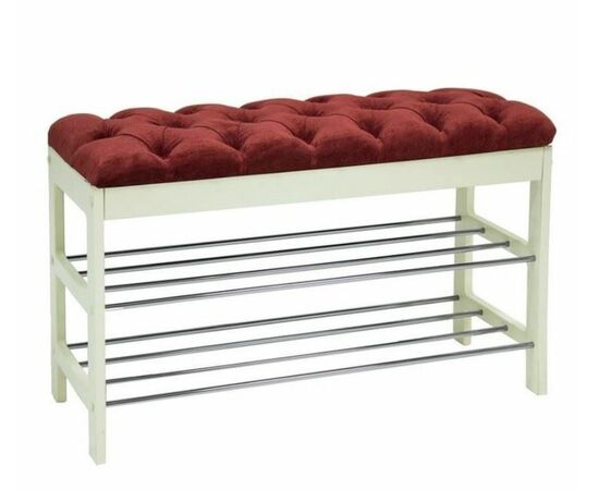 Банкетка "Грейс" (Дуб шампань, к/з Бордо, каретная стяжка) Вис | Интернет магазин мебели и декора LifeDekor