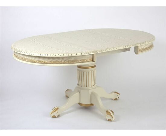 Стол обеденный круглый раздвижной Милорд-110 (ноги Азия/ слоновая кость 1013 + патина золото), изображение 2 | Интернет магазин мебели и декора LifeDekor