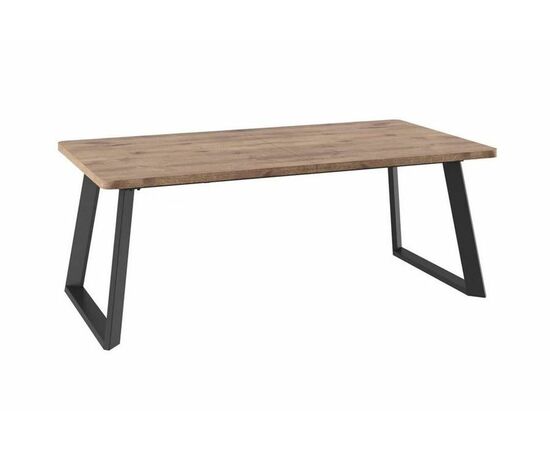 Cтол раздвижной со стеклом Loft Lux Radial-200 (Дуб велингтон/черный) 200(290)х105 | Интернет магазин мебели и декора LifeDekor