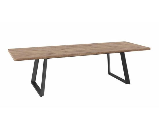Cтол раздвижной со стеклом Loft Lux Radial-200 (Дуб велингтон/черный) 200(290)х105, изображение 2 | Интернет магазин мебели и декора LifeDekor