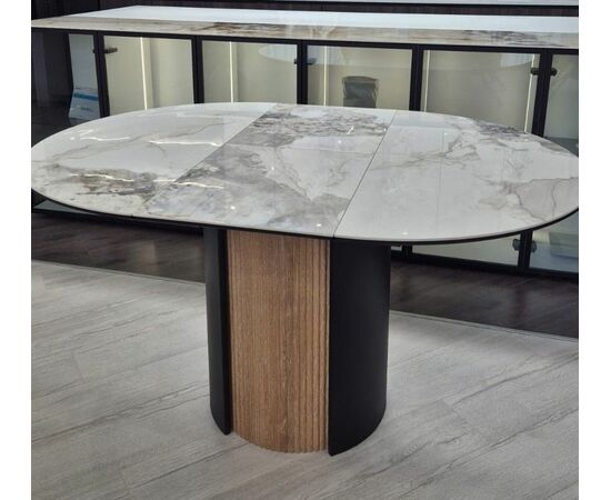 Стол БАТИСТ 115 с подстветкой PANDORA LIGHT, керамика / ДУБ АМЕРИКАНСКИЙ, ЧЕРНЫЙ каркас М-City | Интернет магазин мебели и декора LifeDekor