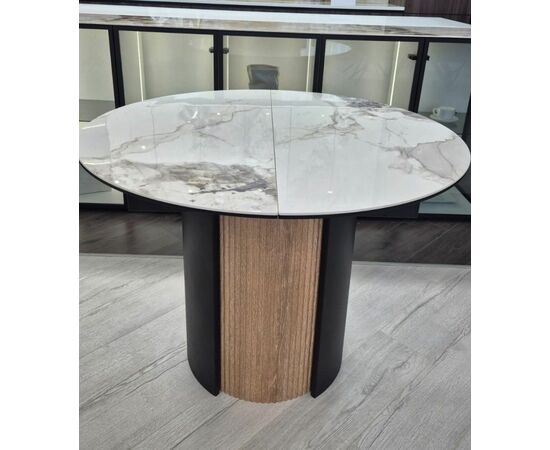 Стол БАТИСТ 115 с подстветкой PANDORA LIGHT, керамика / ДУБ АМЕРИКАНСКИЙ, ЧЕРНЫЙ каркас М-City, изображение 2 | Интернет магазин мебели и декора LifeDekor