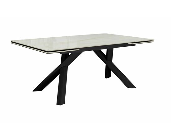 Стол DikLine DKX140 керамика глянец Ostra Bianco (мрамор глянец белый)/подстолье черное/опоры черные (2уп.) | Интернет магазин мебели и декора LifeDekor