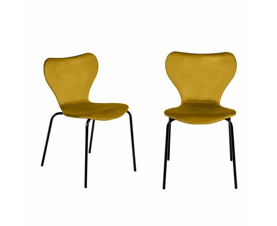 Комплект из 2-х стульев Seven Style горчичный велюр с чёрными ножками | Интернет магазин мебели и декора LifeDekor