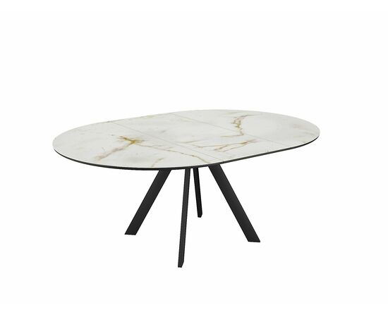 Стол DikLine SKC120 d1200 Керамика глянец Ostra Bianco (мрамор глянец белый)/подстолье черное/опоры черные, изображение 2 | Интернет магазин мебели и декора LifeDekor