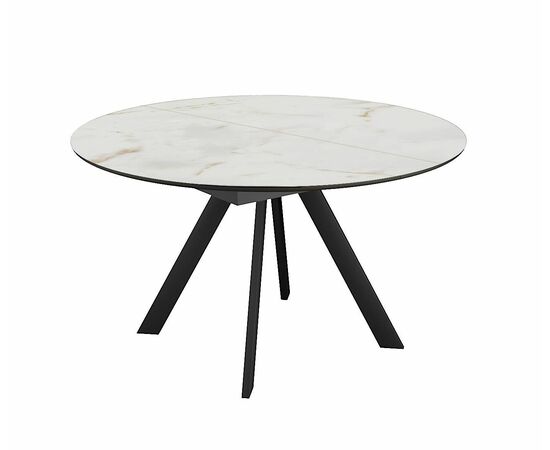 Стол DikLine SKC120 d1200 Керамика глянец Ostra Bianco (мрамор глянец белый)/подстолье черное/опоры черные | Интернет магазин мебели и декора LifeDekor