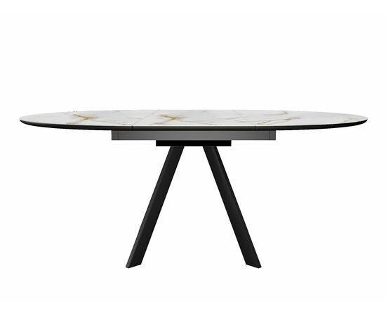 Стол DikLine SKC120 d1200 Керамика глянец Ostra Bianco (мрамор глянец белый)/подстолье черное/опоры черные, изображение 4 | Интернет магазин мебели и декора LifeDekor