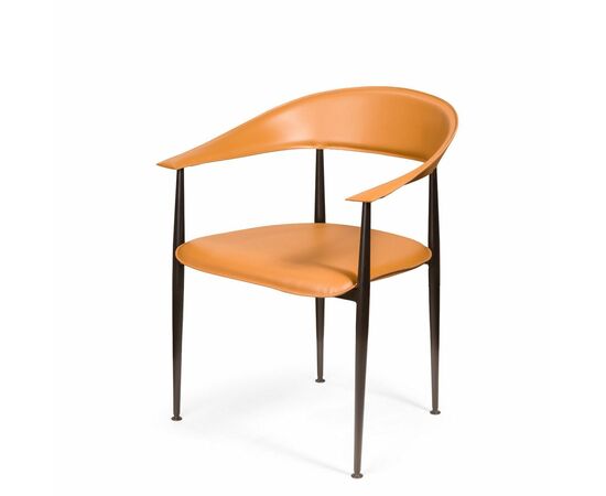 Стул с подлокотниками Rotti, кожа коричневый | Интернет магазин мебели и декора LifeDekor