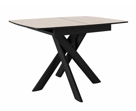 Стол DikLine DKB110, Керамика Krater Perla (бежевый матовый)/подстолье черное/опоры черные | Интернет магазин мебели и декора LifeDekor
