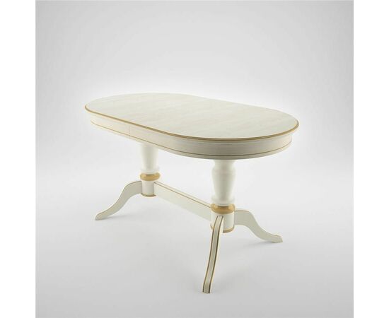 Стол обеденный овальный Орфей-2 140(180)х80х76 слоновая кость/патина золото, изображение 2 | Интернет магазин мебели и декора LifeDekor