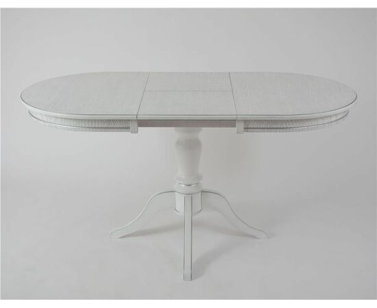 Стол обеденный овальный Капелла-2 110(150)х75х75 (цвет Белый / патина серебро/шпон дуб) Тип 2, изображение 3 | Интернет магазин мебели и декора LifeDekor