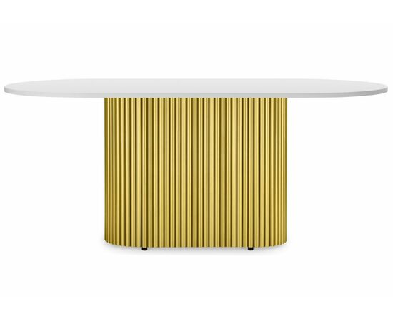 Стол деревянный Барон О 160 х 90 белая пленка шагрень / золотые ноги, изображение 2 | Интернет магазин мебели и декора LifeDekor