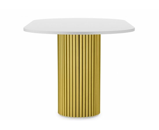 Стол деревянный Барон О 160 х 90 белая пленка шагрень / золотые ноги, изображение 3 | Интернет магазин мебели и декора LifeDekor